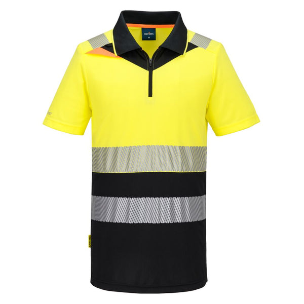 DX435 - DX4 Hi-Vis Zip Class 1 Polo Shirt S/S Yellow/Black