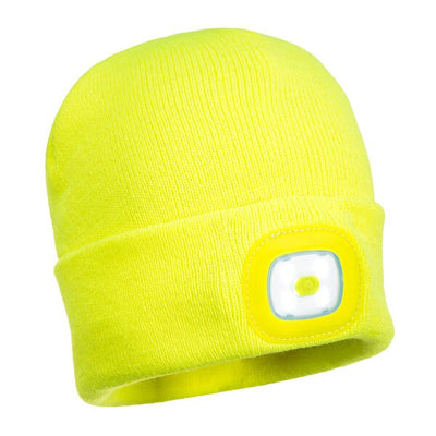 Portwest B029 Beanie Hat With Rechargeable USB Light Yellow