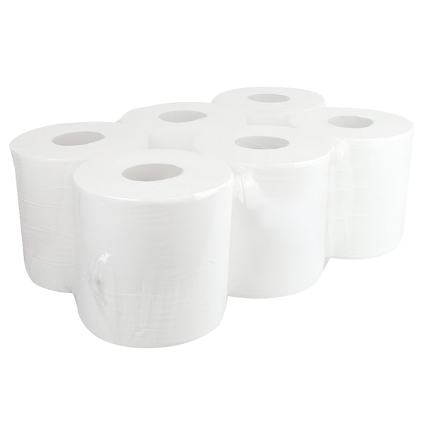 675 Sheets/140M - ﻿6 x 2 Ply White Centrefeed Rolls