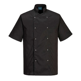 Portwest C733 chef's Cumbria short sleeve jacket in black