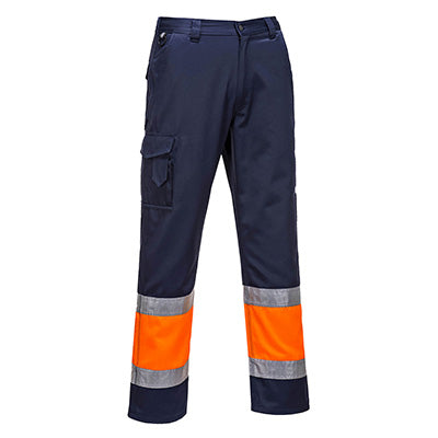 E049 - Hi-Vis Contrast Class 1 Service Trousers Orange/Navy