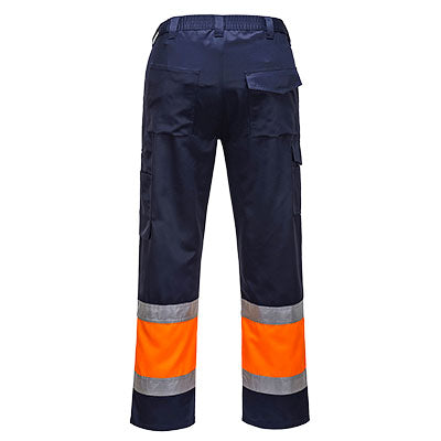 E049 - Hi-Vis Contrast Class 1 Service Trousers Orange/Navy
