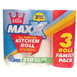 MAXX3 3 ply kitchen roll, 12 rolls in 4 packs of 3