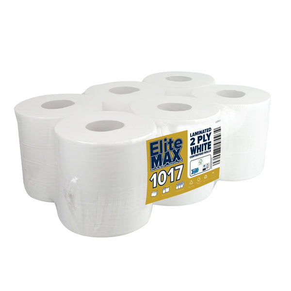 EliteMax 1017 ﻿6x1 Rolls 2 Ply Blue Centrefeed Rolls 475 Sheets/100M
