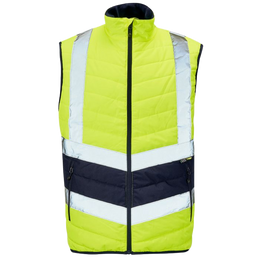 Supertouch hi vis yellow and navy two tone puffer bodywarmer