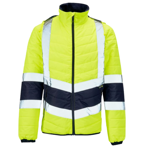 Hi vis yellow and navy two tone puffer jacket
